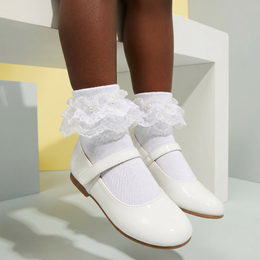 4 Pairs White Girls Ruffle Socks Toddler Cute Pearls Lace Frilly Dress Socks Church Fancy Sock for Little Kids Baby lifestyle product image 3