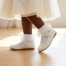 4 Pairs White Girls Ruffle Socks Toddler Cute Pearls Lace Frilly Dress Socks Church Fancy Sock for Little Kids Baby lifestyle product image 6