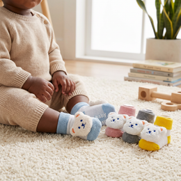 Baby Socks Non-Slip Grips for Babies Infant Girls Boys Cute Flower Bunny Bear Head Ankle Socks Newborn Toddler lifestyle product image 2