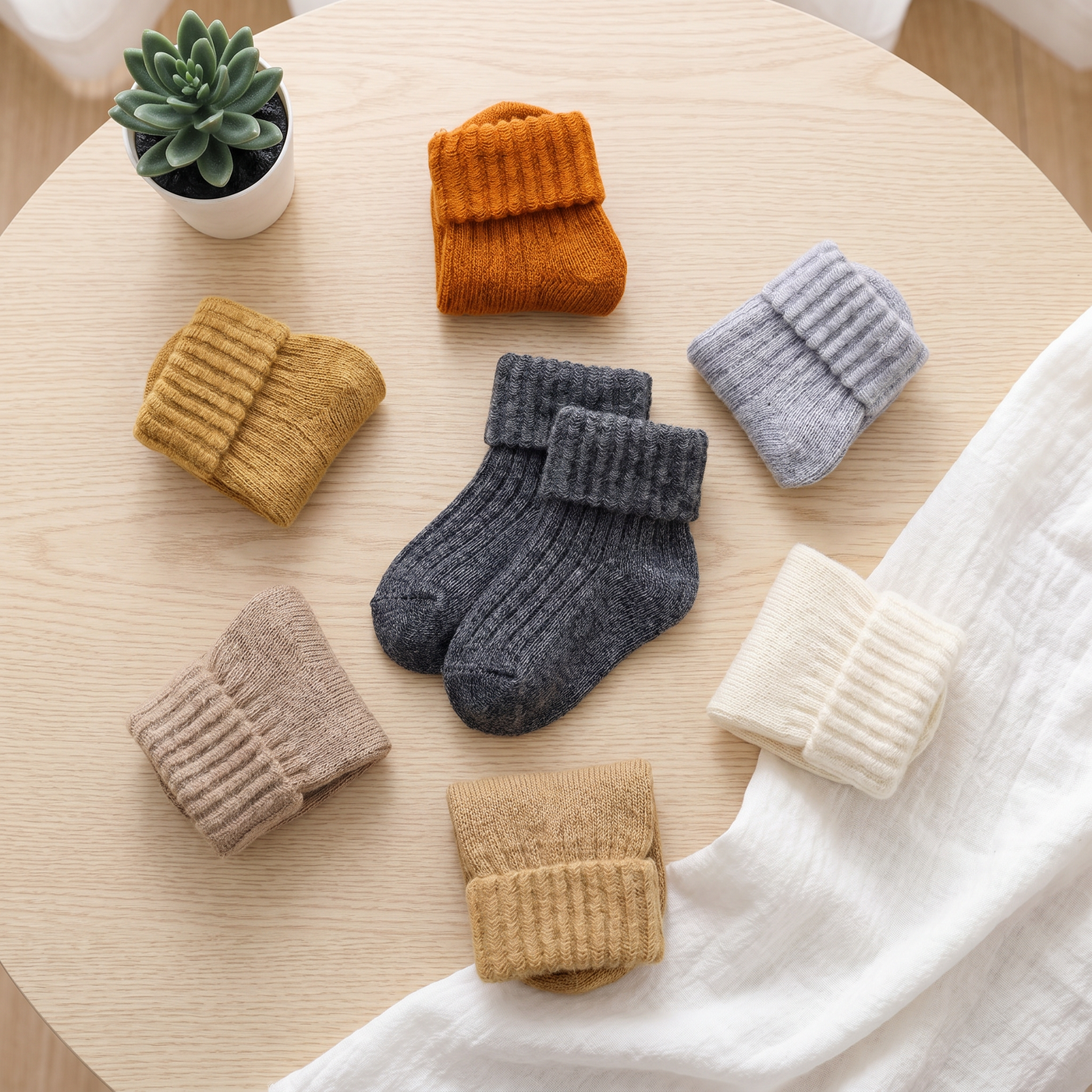 6 Pairs Baby Wool Socks Soft Winter Warm Thick Toddler Boys Girls Turn Cuff Thermal Crew Socks for Infant Little Kids lifestyle product image 1
