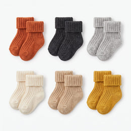6 Pairs Baby Wool Socks Soft Winter Warm Thick Toddler Boys Girls Turn Cuff Thermal Crew Socks for Infant Little Kids lifestyle product image 2