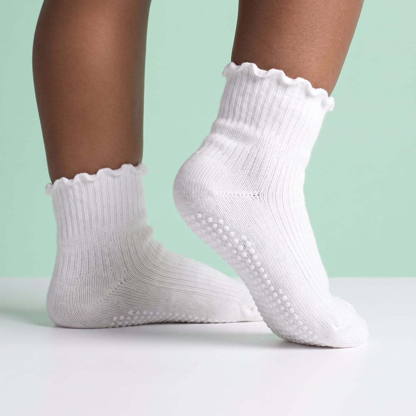 6 Pairs Toddler Ruffle Socks Non Slip - Cute Grippy Frilly Ankle Socks for Baby Girls Boys Cotton Grips Sock for Kids lifestyle product image 1