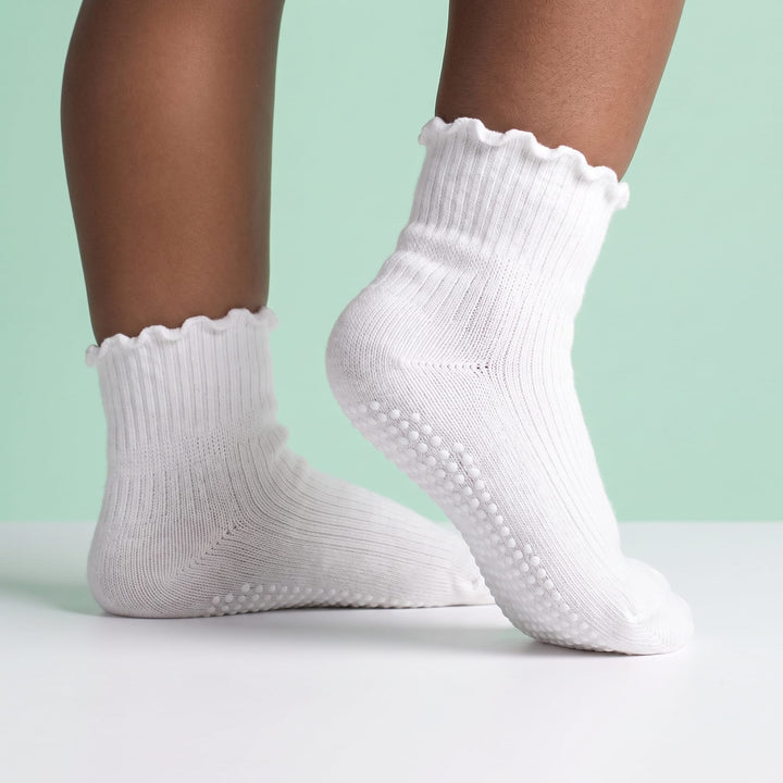 6 Pairs Toddler Ruffle Socks Non Slip - Cute Grippy Frilly Ankle Socks for Baby Girls Boys Cotton Grips Sock for Kids lifestyle product image 1
