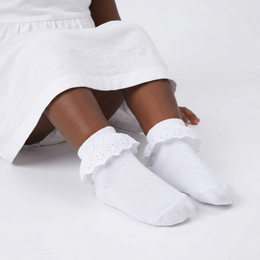 6 Pairs White Girls Lace Ruffle Socks Toddler Fancy Frilly Dress School Church Princess Flower Girl Socks Little Kids lifestyle product image 3