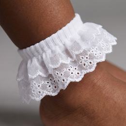 4 Pairs Girls Lace Ruffle Socks Toddler Cotton Cute Fancy Ruffled Frilly Princess Dress Ankle Socks for Little Kids lifestyle product image 2