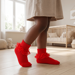 Baby Girl Ruffle Socks Double Lace Turn Cuff Cotton Fancy Ankle Frilly Dress Socks for Newborn Infant Toddler Girls lifestyle product image 1