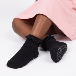 6 Pairs Baby Girl Ruffle Socks Non Slip Grips Cotton Frilly Ankle Crew Fancy Dress Socks for Newborn Infant Toddler lifestyle product image 5