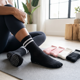 Pilates Grip Socks for Women 6 Pairs Cute Ruffle Yoga Grippy Socks Non Slip Grips Cotton Crew Sock for Barre Workout lifestyle product image 2