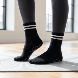 Pilates Grip Socks for Women 6 Pairs Cute Ruffle Yoga Grippy Socks Non Slip Grips Cotton Crew Sock for Barre Workout lifestyle product image 6