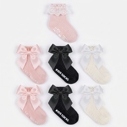 6 Pairs Baby Girl Ruffle Socks with Bow Non Slip Grippy Cotton Frilly Crew Fancy Dress Socks Newborn Infant Toddler lifestyle product image 3