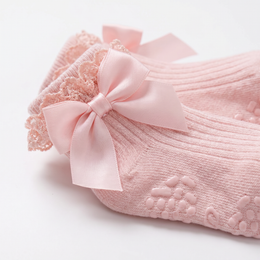 6 Pairs Baby Girl Ruffle Socks with Bow Non Slip Grippy Cotton Frilly Crew Fancy Dress Socks Newborn Infant Toddler lifestyle product image 6