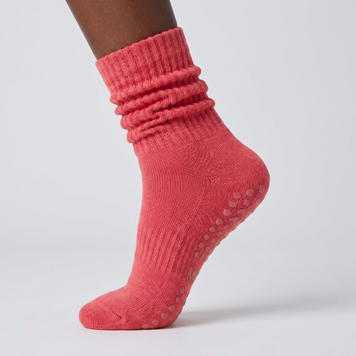1 Pair Scrunch Pilates Socks with Grips for Women Non Slip Grippy Slouch Yoga Barre Socks Slouchy Workout Hospital lifestyle product image 1