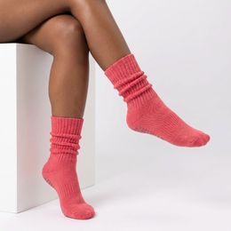 1 Pair Scrunch Pilates Socks with Grips for Women Non Slip Grippy Slouch Yoga Barre Socks Slouchy Workout Hospital lifestyle product image 3