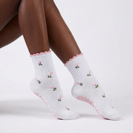 1 Pair Pilates Grip Socks for Women Cute Ruffle Yoga Grippy Socks Non Slip Grips Cotton Crew Sock for Barre Workout lifestyle product image 5