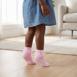 Baby Girl Ruffle Bow Socks Grips Turn Cuff Ankle Lace Frilly Socks for Newborn Infant Toddler Little Kids Dress lifestyle product image 4
