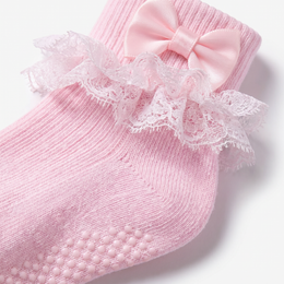 Baby Girl Ruffle Bow Socks Grips Turn Cuff Ankle Lace Frilly Socks for Newborn Infant Toddler Little Kids Dress lifestyle product image 6
