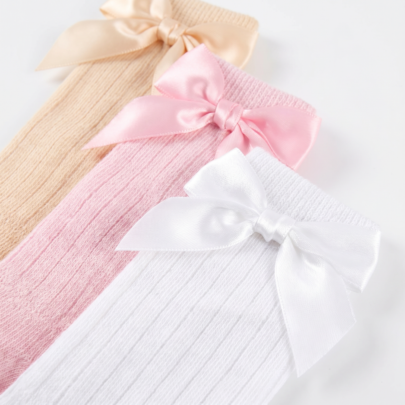 6 Pairs Newborn Knee High Socks Baby Girl Long Socks with Bow Infant Stockings for Preemie New Born Girls 0-3 Months lifestyle product image 1