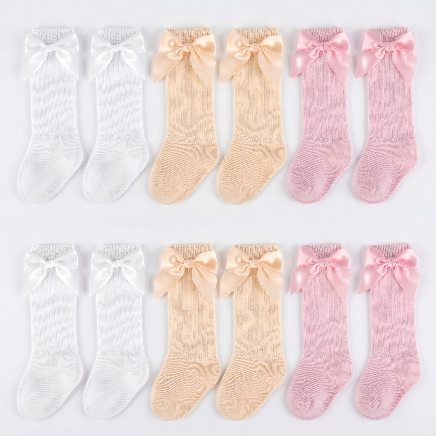 6 Pairs Baby Girl Knee High Socks Cute Cotton Long Socks with Bow for Newborn Infant Toddler Girls Dress Stockings lifestyle product image 1
