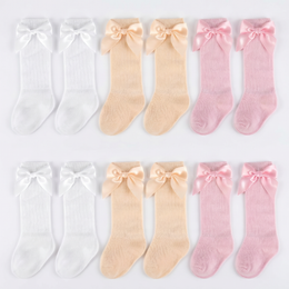 6 Pairs Baby Girl Knee High Socks Cute Cotton Long Socks with Bow for Newborn Infant Toddler Girls Dress Stockings lifestyle product image 1
