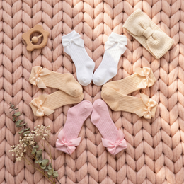 6 Pairs Baby Girl Knee High Socks Cute Cotton Long Socks with Bow for Newborn Infant Toddler Girls Dress Stockings lifestyle product image 3