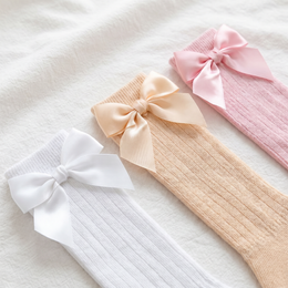 6 Pairs Baby Girl Knee High Socks Cute Cotton Long Socks with Bow for Newborn Infant Toddler Girls Dress Stockings lifestyle product image 5