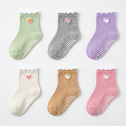 6 Pairs Toddler Ruffle Socks Baby Girls Non Slip Grip Socks Cute Funny Frilly Cotton Crew Grippy Dress Sock for Kids lifestyle product image 5