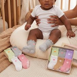 6 Pairs Toddler Ruffle Socks Baby Girls Non Slip Grip Socks Cute Funny Frilly Cotton Crew Grippy Dress Sock for Kids lifestyle product image 6