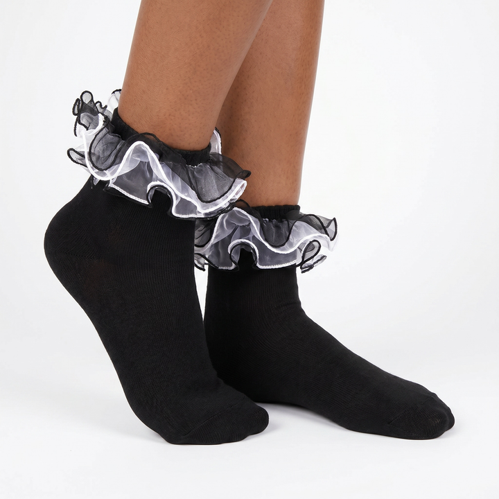Womens Ruffle Socks Adult Fluffy Lace Frilly Socks Cotton Fancy Ruffled Dress Bobby Socks Woman lifestyle product image 1