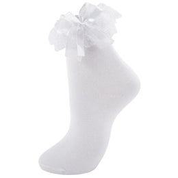 Women's Ruffle Ankle Socks with Bow & Lace Trim lifestyle product image 5