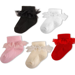 Baby Girl Ruffle Socks with Eyelet Lace Turn-Cuff lifestyle product image 34