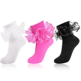 Women's Big Double-Ruffle Turn-Cuff Dress Socks lifestyle product image 4