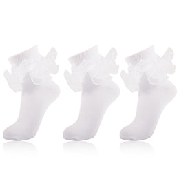 Women's Big Double-Ruffle Turn-Cuff Dress Socks lifestyle product image 24