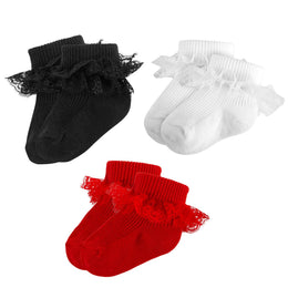Baby Girl Ruffle Socks with Eyelet Lace Turn-Cuff lifestyle product image 32