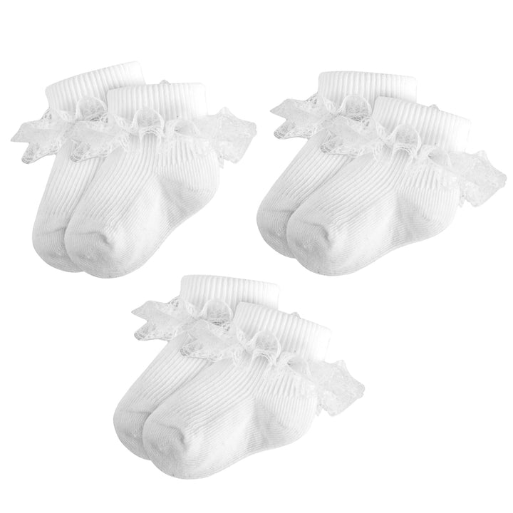 Baby Girl Ruffle Socks with Eyelet Lace Turn-Cuff lifestyle product image 13