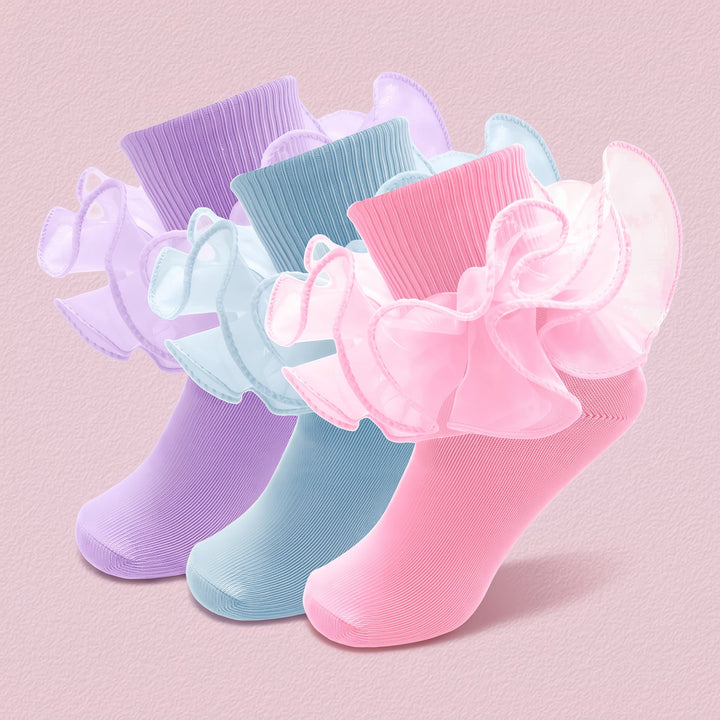 Girls Ruffle Socks with Double Lace Turn-Cuff lifestyle product image 132