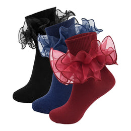 Girls Ruffle Socks with Double Lace Turn-Cuff lifestyle product image 136