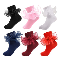 Girls Ruffle Socks with Double Lace Turn-Cuff lifestyle product image 139