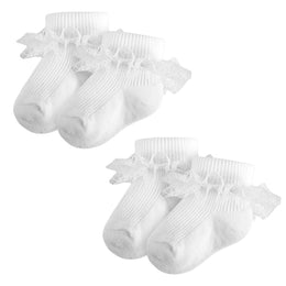 Baby Girl Ruffle Socks with Eyelet Lace Turn-Cuff lifestyle product image 40