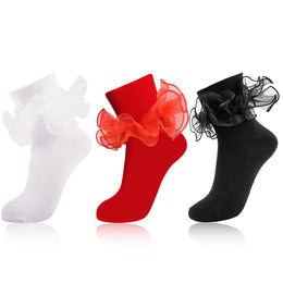 Women's Big Double-Ruffle Turn-Cuff Dress Socks lifestyle product image 15