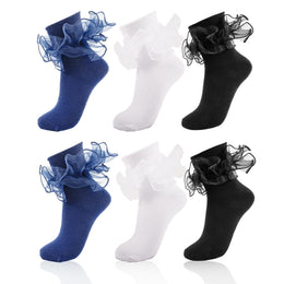 Women's Big Double-Ruffle Turn-Cuff Dress Socks lifestyle product image 38