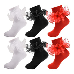 Girls Ruffle Socks with Double Lace Turn-Cuff lifestyle product image 159