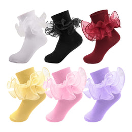 Girls Ruffle Socks with Double Lace Turn-Cuff lifestyle product image 158