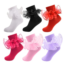 Girls Ruffle Socks with Double Lace Turn-Cuff lifestyle product image 161