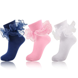Women's Big Double-Ruffle Turn-Cuff Dress Socks lifestyle product image 34