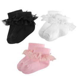 Baby Girl Ruffle Socks with Eyelet Lace Turn-Cuff lifestyle product image 18