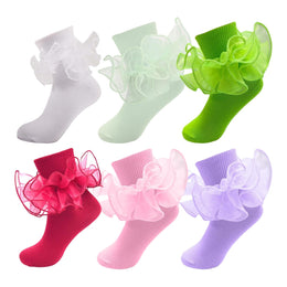 Girls Ruffle Socks with Double Lace Turn-Cuff lifestyle product image 165