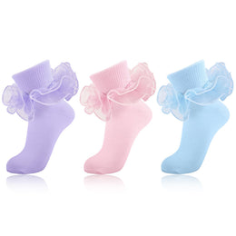 Women's Big Double-Ruffle Turn-Cuff Dress Socks lifestyle product image 28