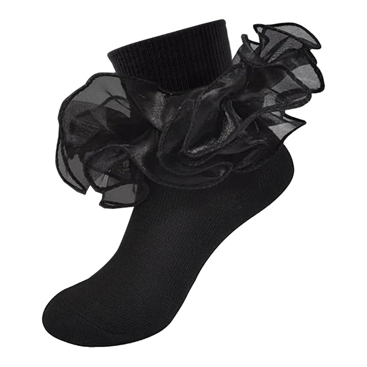 Girls Double-Ruffle Fold-Over Dress Socks lifestyle product image 100