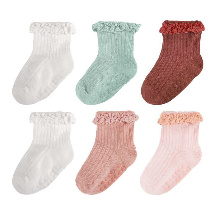 Baby Girl Ruffle Grip Socks with Grip Soles by Frillora, additional styling view 17