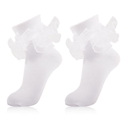 Women's Big Double-Ruffle Turn-Cuff Dress Socks lifestyle product image 26